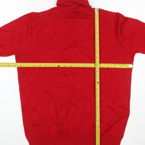 Zara Women Red L Roll Neck Studded Cuff Knit Pullover Jumper