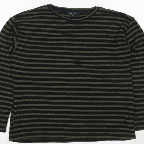 New Look Women’s Black Green Striped Knit Pullover Jumper M