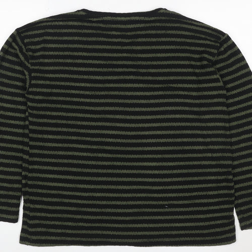 New Look Women’s Black Green Striped Knit Pullover Jumper M