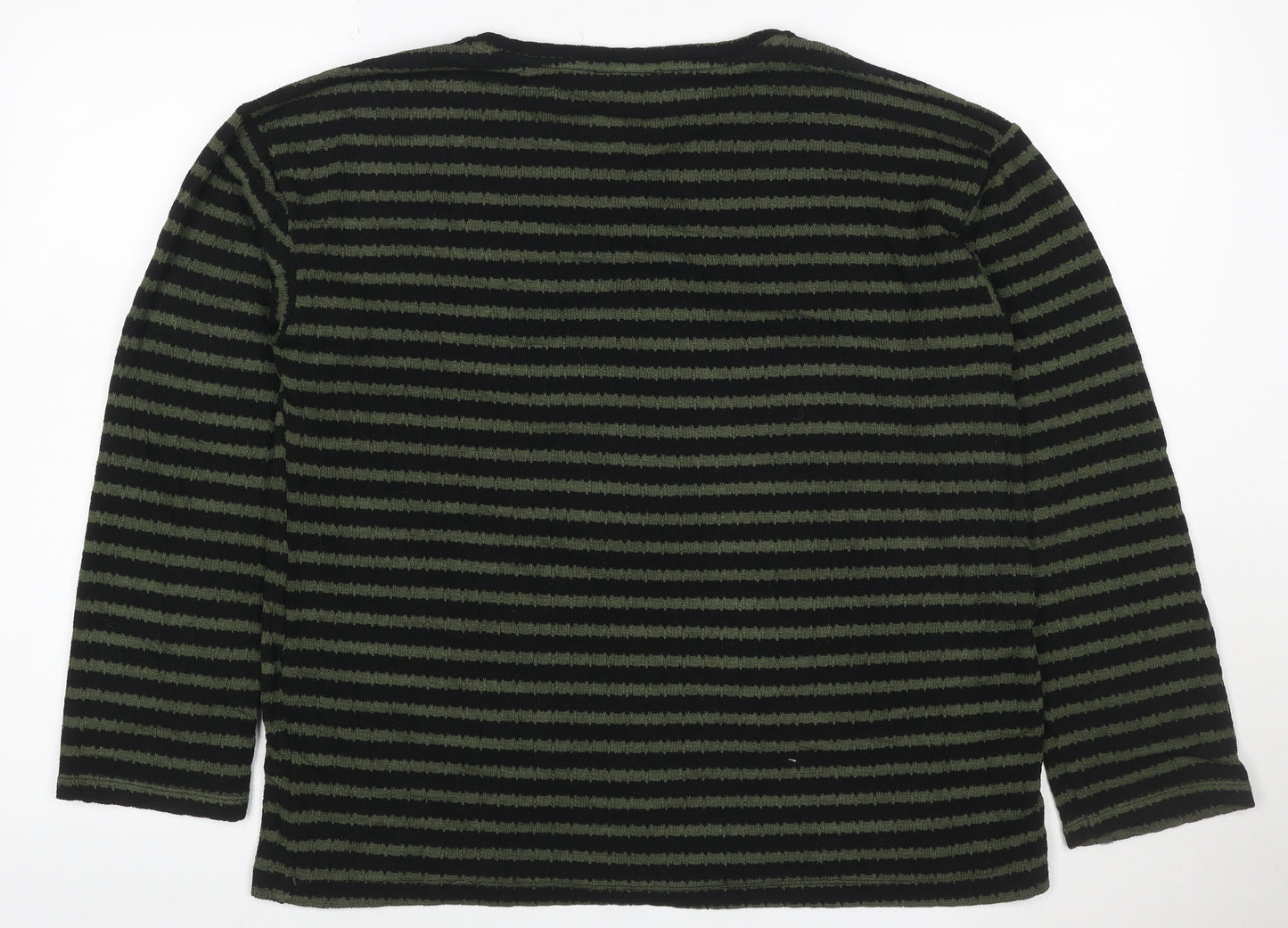 New Look Women’s Black Green Striped Knit Pullover Jumper M