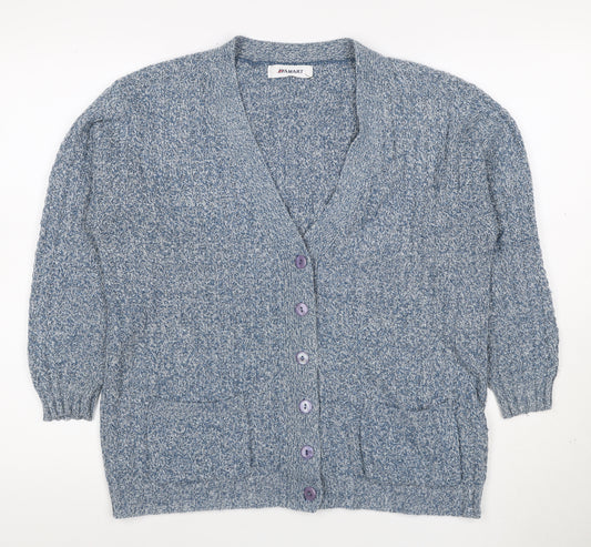 Damart Women's Blue Acrylic Knit V-Neck Button Cardigan UK 16