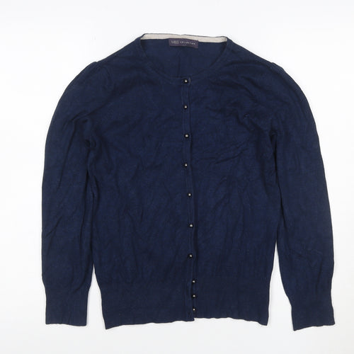 Marks and Spencer Women Blue UK 12 Button Front Knit Cardigan