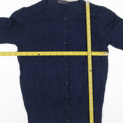 Marks and Spencer Women Blue UK 12 Button Front Knit Cardigan