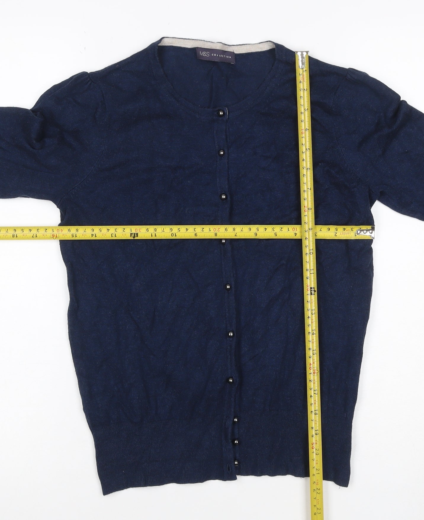 Marks and Spencer Women Blue UK 12 Button Front Knit Cardigan