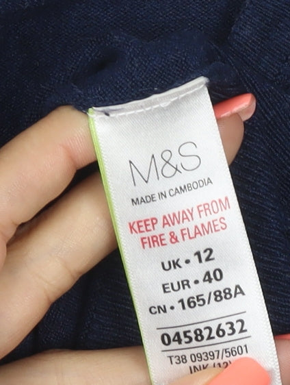 Marks and Spencer Women Blue UK 12 Button Front Knit Cardigan