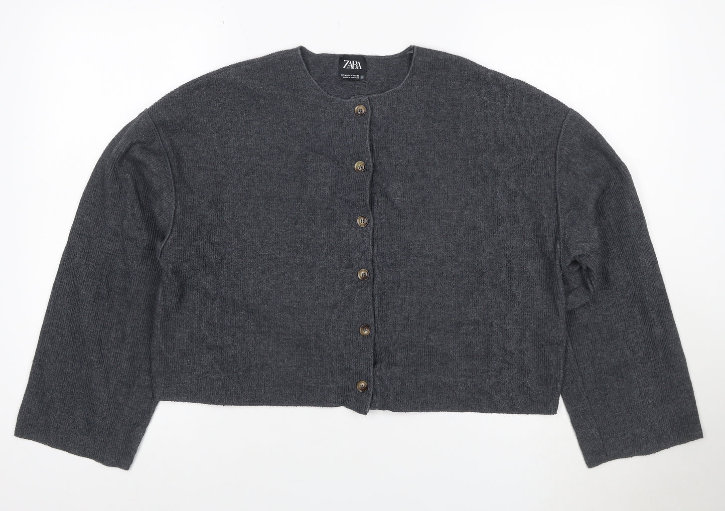 Zara Women’s Grey M Button Front Knit Cardigan Long Sleeve