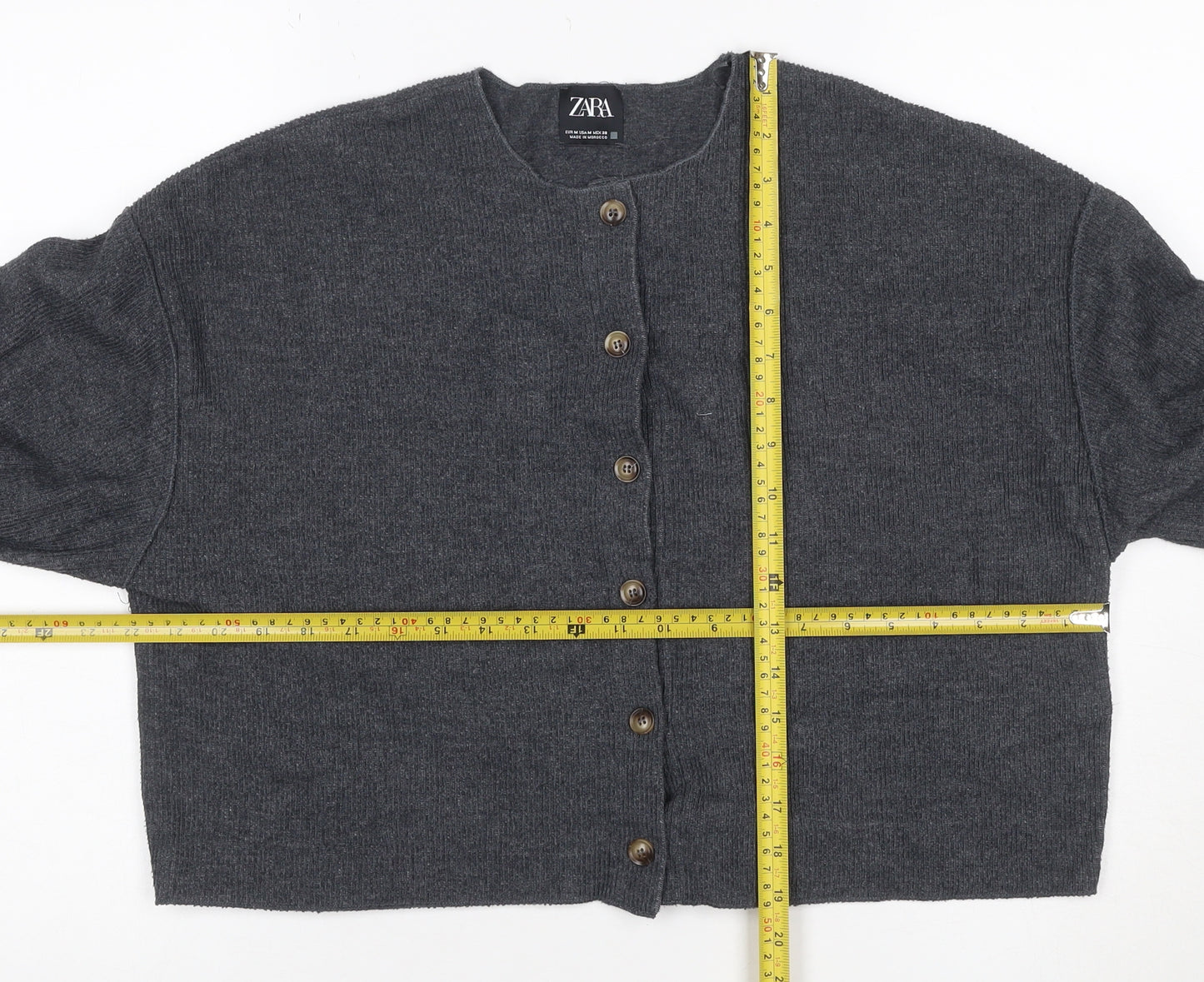 Zara Women’s Grey M Button Front Knit Cardigan Long Sleeve