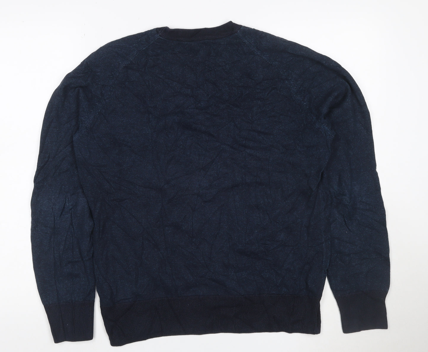 Howick Men’s Navy Blue Cotton Cable Knit Crew Neck Jumper Size S