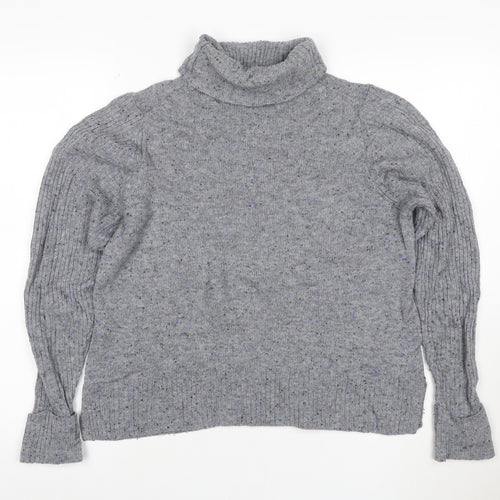 Marks & Spencer Womens Grey Fleck Roll Neck Pullover Jumper UK 14