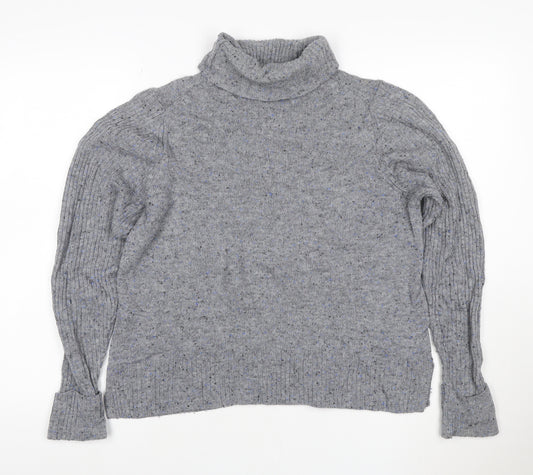 Marks & Spencer Womens Grey Fleck Roll Neck Pullover Jumper UK 14
