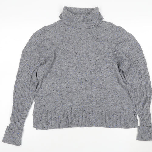 Marks & Spencer Womens Grey Fleck Roll Neck Pullover Jumper UK 14