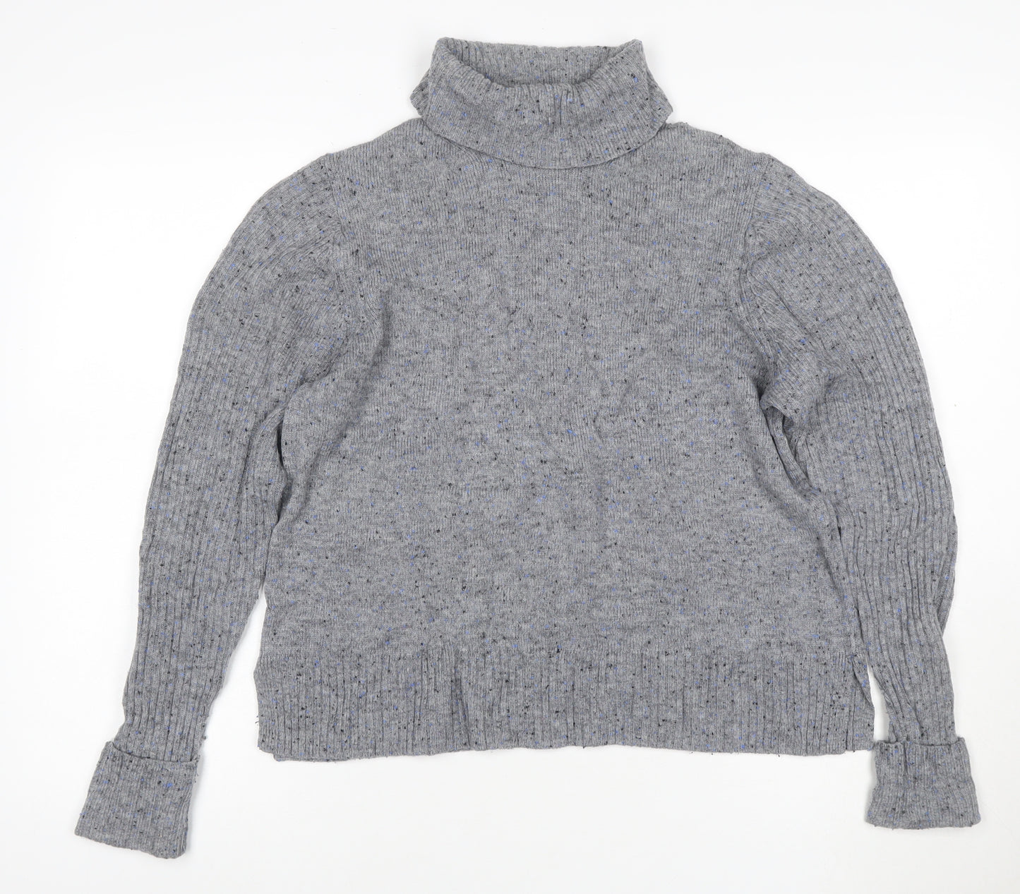 Marks & Spencer Womens Grey Fleck Roll Neck Pullover Jumper UK 14