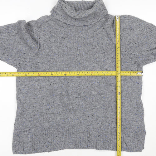 Marks & Spencer Womens Grey Fleck Roll Neck Pullover Jumper UK 14