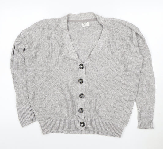 Cotton On Women’s Grey M V-Neck Button Knit Cardigan Long Sleeve