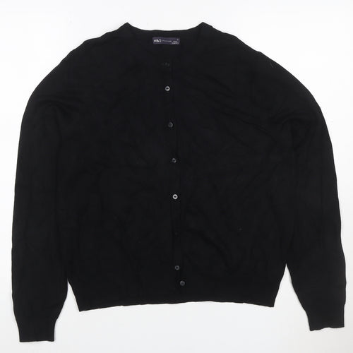 Marks and Spencer Women’s Black Size 18 Round Neck Button Cardigan