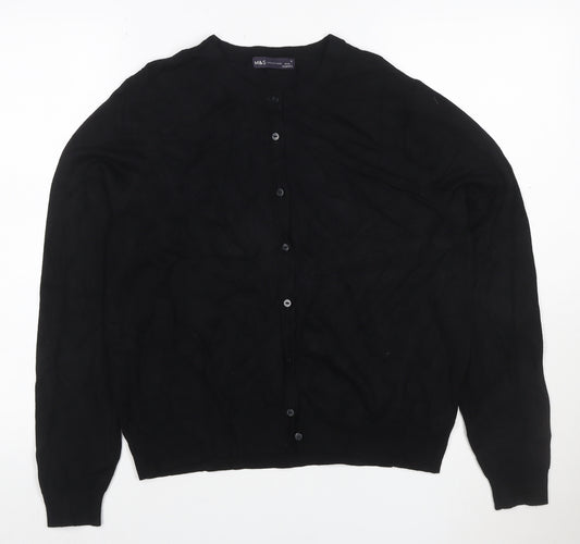 Marks and Spencer Women’s Black Size 18 Round Neck Button Cardigan