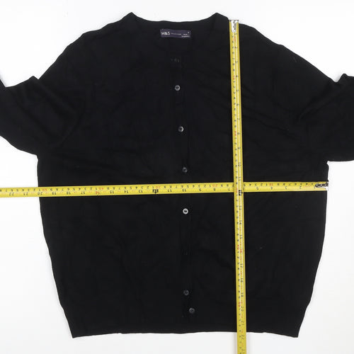 Marks and Spencer Women’s Black Size 18 Round Neck Button Cardigan