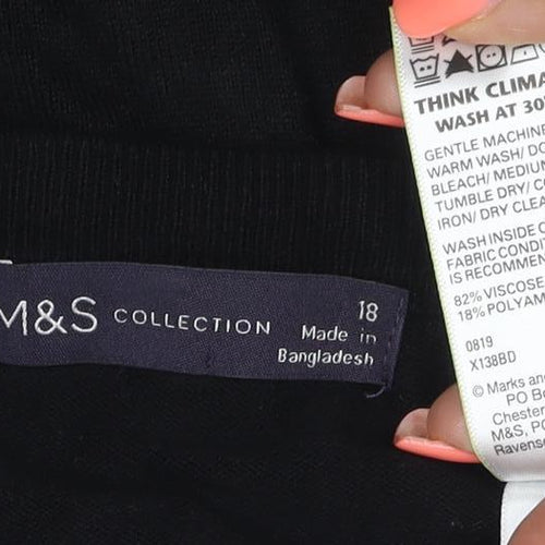 Marks and Spencer Women’s Black Size 18 Round Neck Button Cardigan