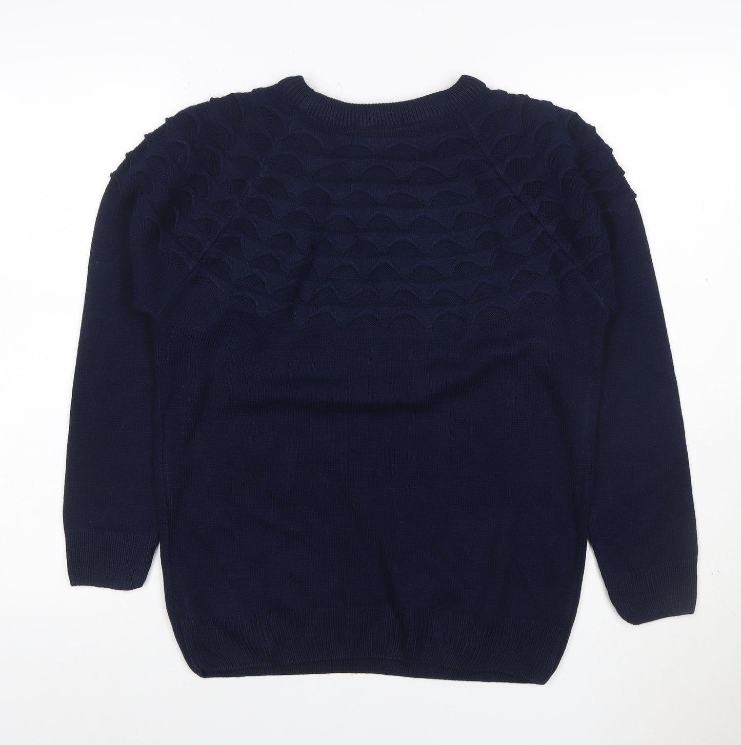 ME Men's Navy Blue M Cable Knit Crew Neck Pullover Jumper Stretch