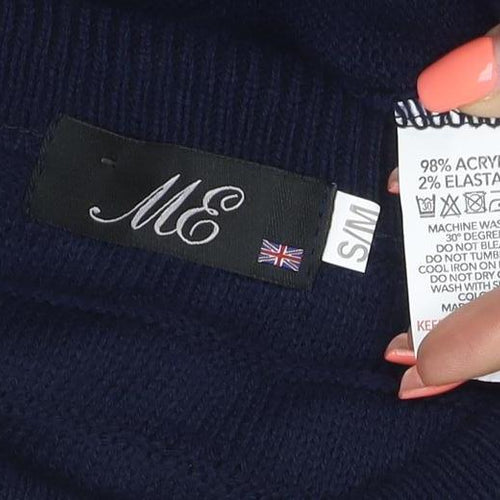 ME Men's Navy Blue M Cable Knit Crew Neck Pullover Jumper Stretch
