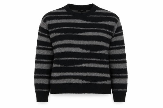 Front view of Next Women’s Black Silver Striped Knit Crew Neck Jumper, size M