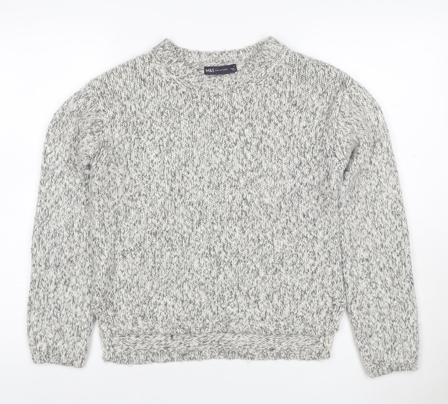 Marks & Spencer Women Grey M Chunky Knit Raglan Pullover Jumper