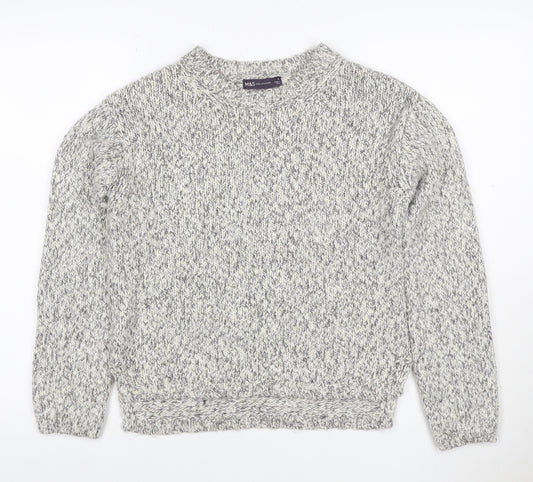 Marks & Spencer Women Grey M Chunky Knit Raglan Pullover Jumper