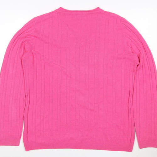 Paramour Women’s Pink XL Cable-Knit V-Neck Long Sleeve Jumper