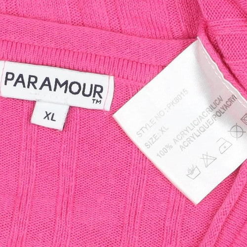Paramour Women’s Pink XL Cable-Knit V-Neck Long Sleeve Jumper