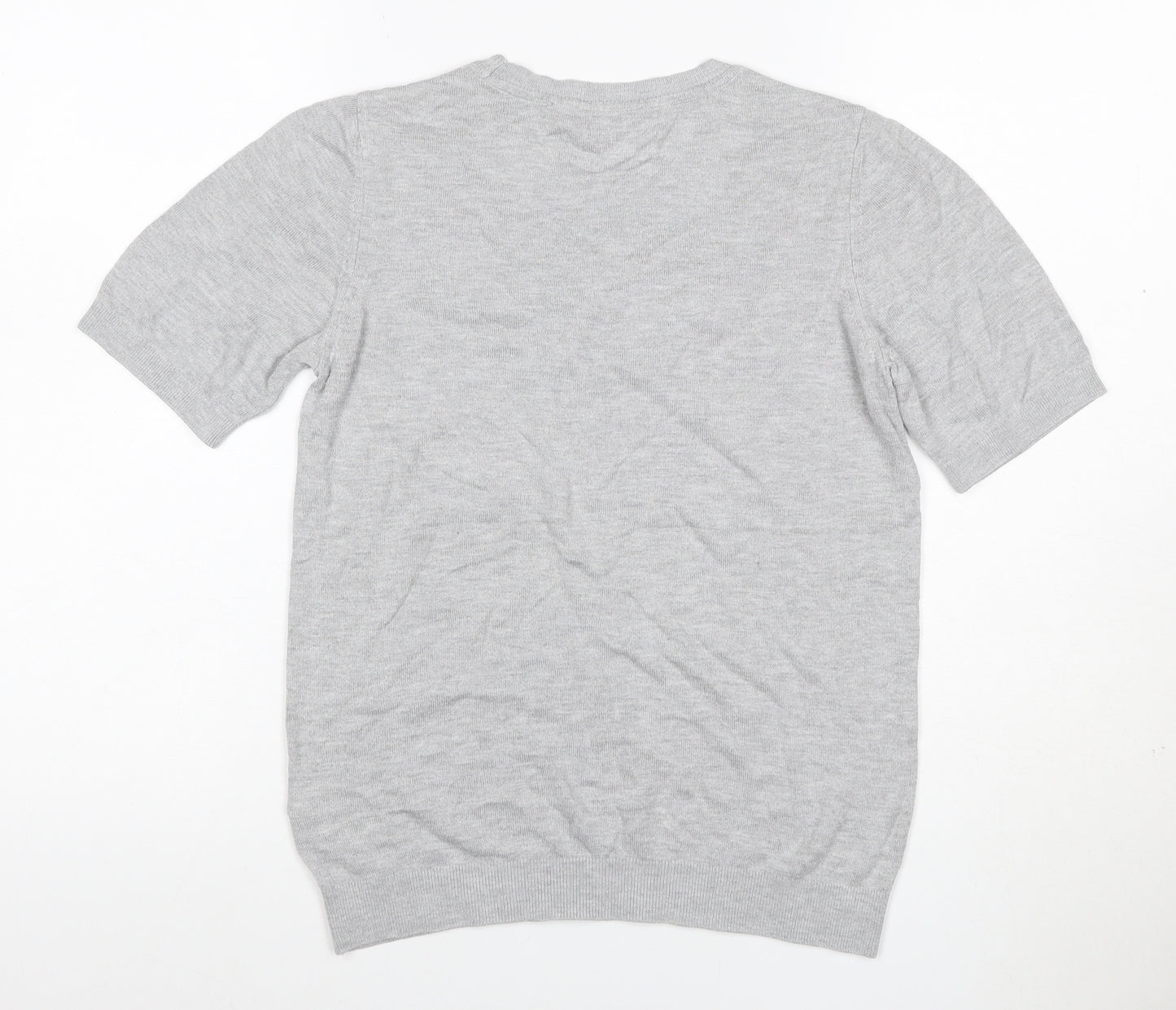Dorothy Perkins Women Grey UK 8 Basic Embroidered Floral Knit Top