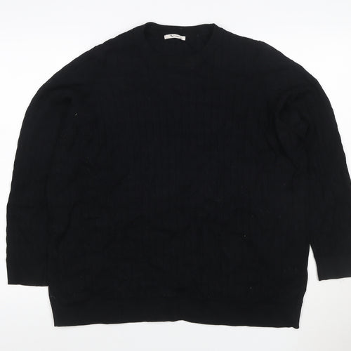 TU Women Black Size 22 Cable Knit Crew Neck Pullover Jumper