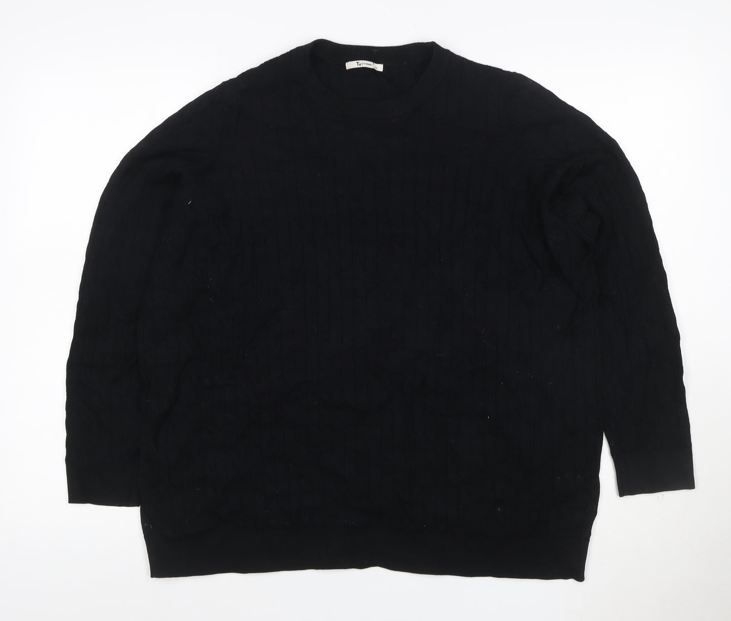 TU Women Black Size 22 Cable Knit Crew Neck Pullover Jumper