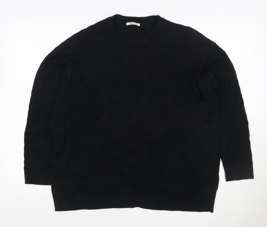 TU Women Black Size 22 Cable Knit Crew Neck Pullover Jumper
