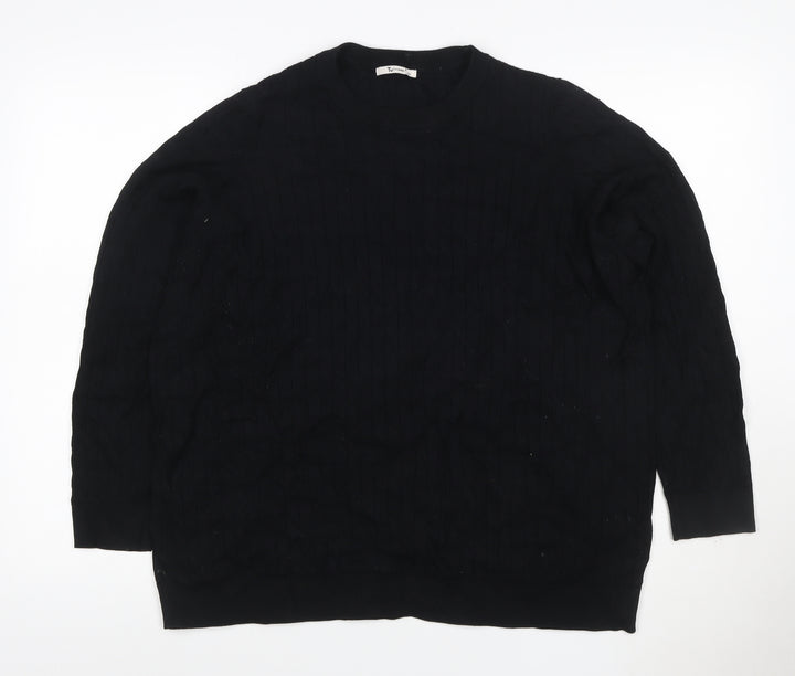 TU Women Black Size 22 Cable Knit Crew Neck Pullover Jumper