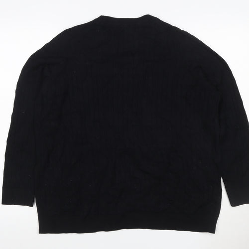 TU Women Black Size 22 Cable Knit Crew Neck Pullover Jumper