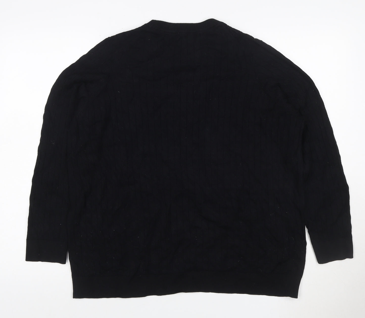 TU Women Black Size 22 Cable Knit Crew Neck Pullover Jumper