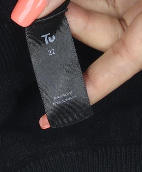 TU Women Black Size 22 Cable Knit Crew Neck Pullover Jumper