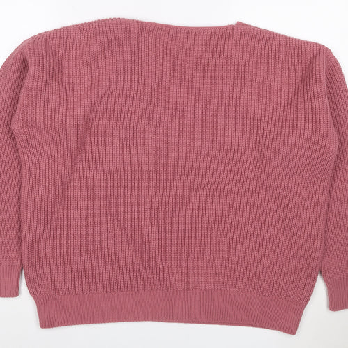 Very Women’s Pink Size 10 V-Neck Rib Knit Pullover Jumper