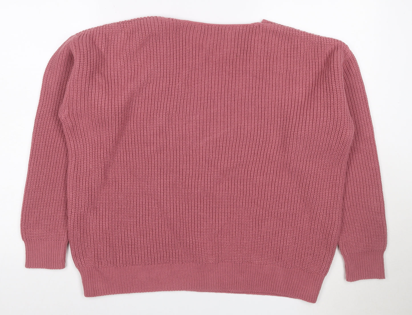 Very Women’s Pink Size 10 V-Neck Rib Knit Pullover Jumper