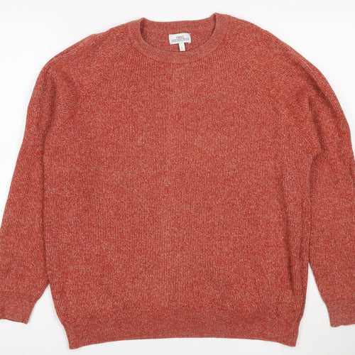 Next Men’s Orange Marl Cotton Blend Crew Neck Pullover Jumper L