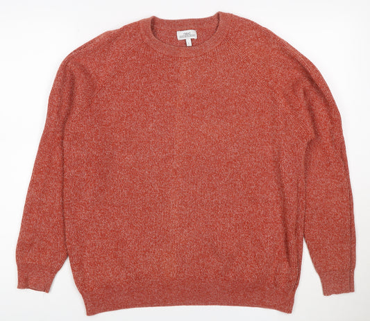 Next Men’s Orange Marl Cotton Blend Crew Neck Pullover Jumper L