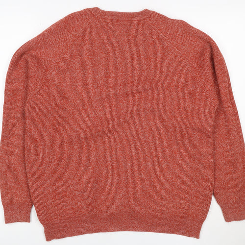 Next Men’s Orange Marl Cotton Blend Crew Neck Pullover Jumper L
