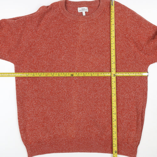 Next Men’s Orange Marl Cotton Blend Crew Neck Pullover Jumper L
