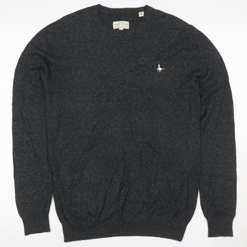 Jack Wills Men’s Grey Cotton Crew Neck Logo Pullover Jumper Size S