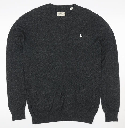 Jack Wills Men’s Grey Cotton Crew Neck Logo Pullover Jumper Size S
