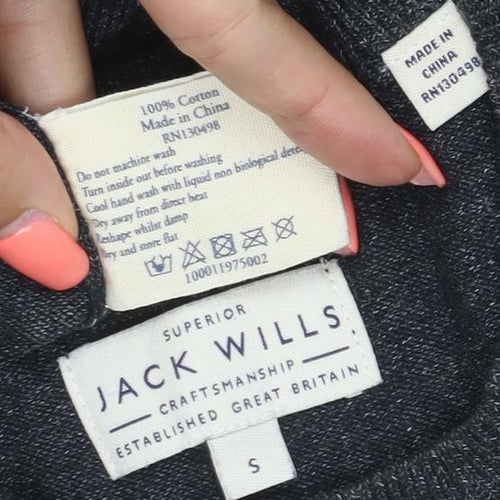 Jack Wills Men’s Grey Cotton Crew Neck Logo Pullover Jumper Size S