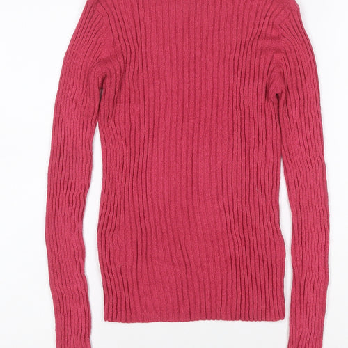 Classique Collections Women’s Pink S Ribbed Roll Neck Jumper