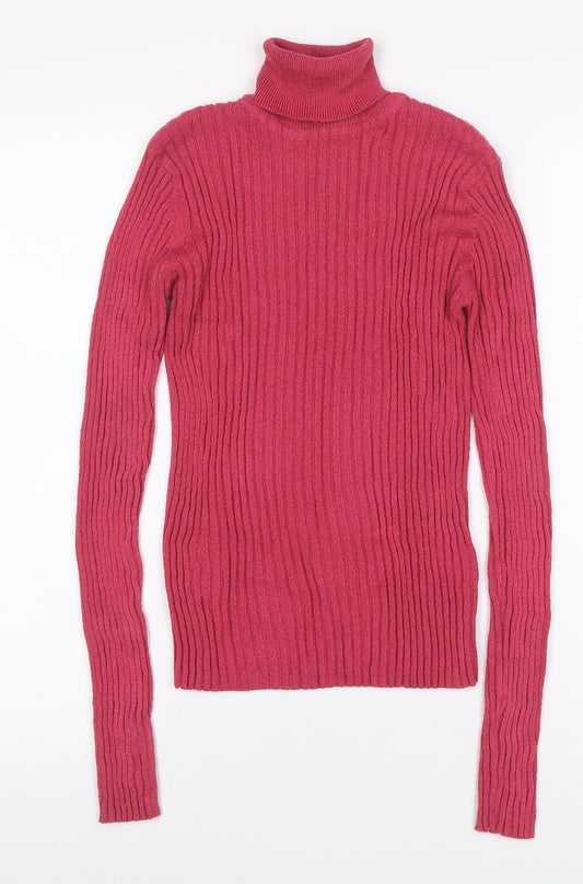 Classique Collections Women’s Pink S Ribbed Roll Neck Jumper