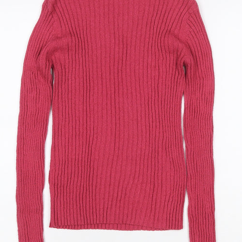 Classique Collections Women’s Pink S Ribbed Roll Neck Jumper