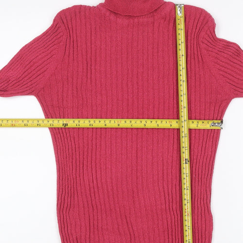 Classique Collections Women’s Pink S Ribbed Roll Neck Jumper